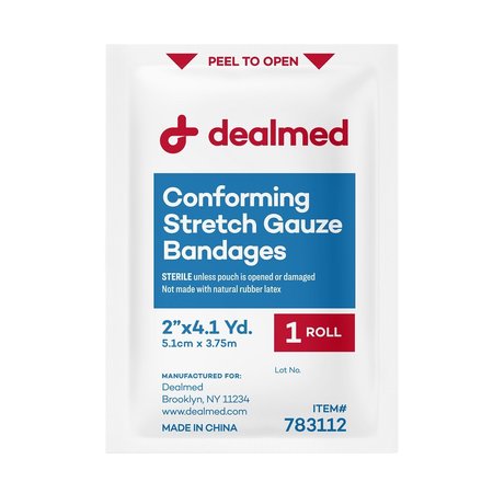 Dealmed Stretch Gauze Bandage Roll, Sterile, 2", 12/Bx, 8/Cs, 96PK 783112